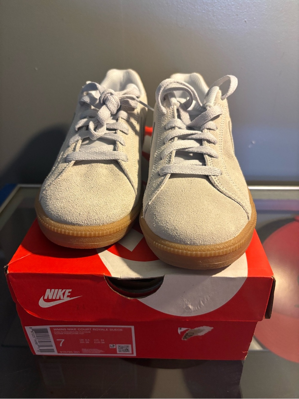 Nike Court Royale Suede Sneakers in Light Gray with Gum Sole Women’s 7 - Picture 3 of 5